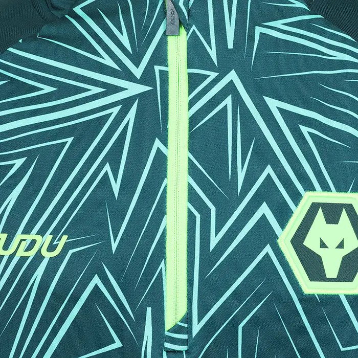 Wolverhampton Wanderers Store | Shop Official 2025-26 Away Pre Match 1/4 Zip – Dark Green Junior Wolves Gear